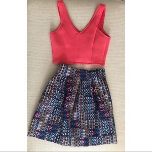 🌺 Aqua Crop Top Skirt Set